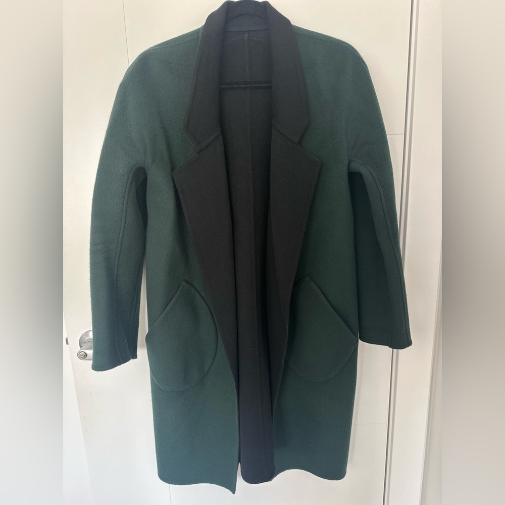 Kit and Ace Reversible Wool Cashmere Jacket Green Black S/M Tailored Coat